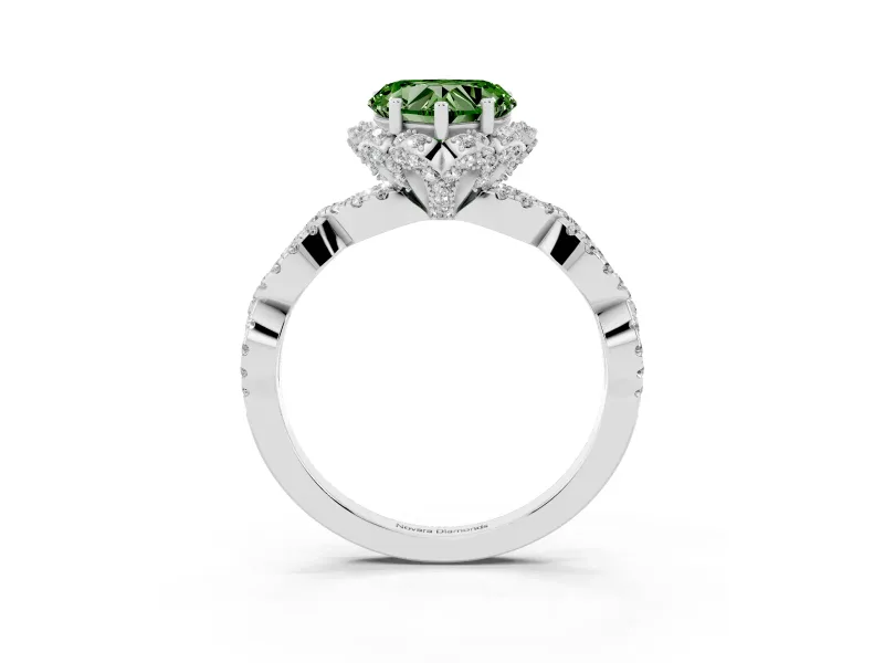 Heart-Shaped Halo Engagement Ring Setting for a Fancy Green Lab-Grown Diamond | Sterling Silver - Design NV-24725