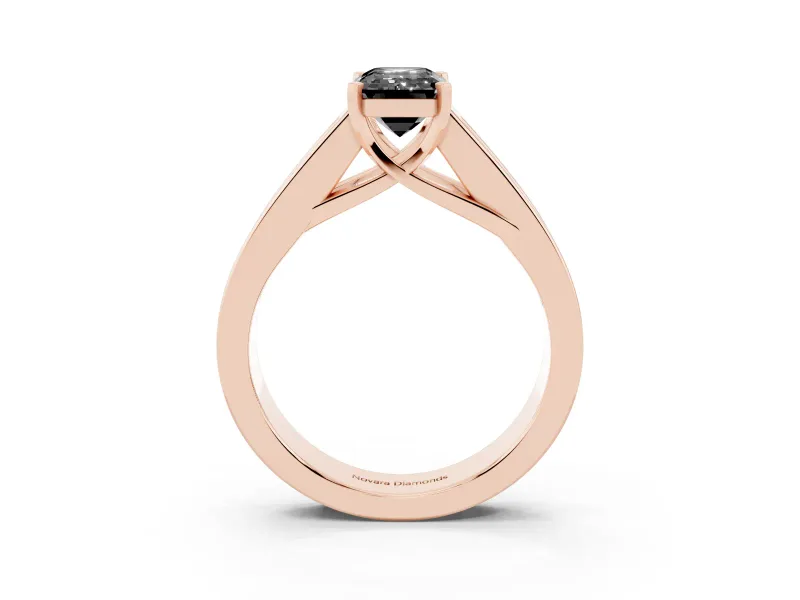 Emerald Cut Channel-Set Engagement Ring Setting for a Black Center | Wide Band | Rose Gold