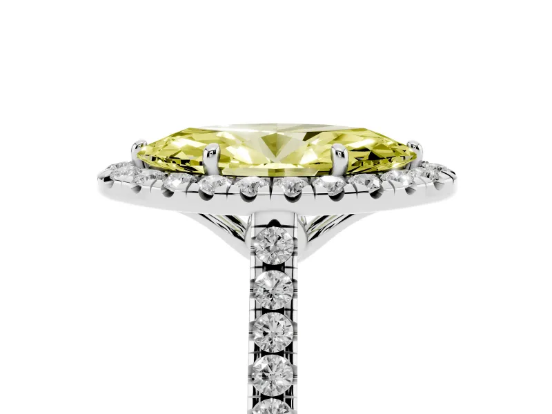 Marquise Raised Halo Engagement Ring Setting for a Fancy Yellow Lab-Grown Diamond | Platinum