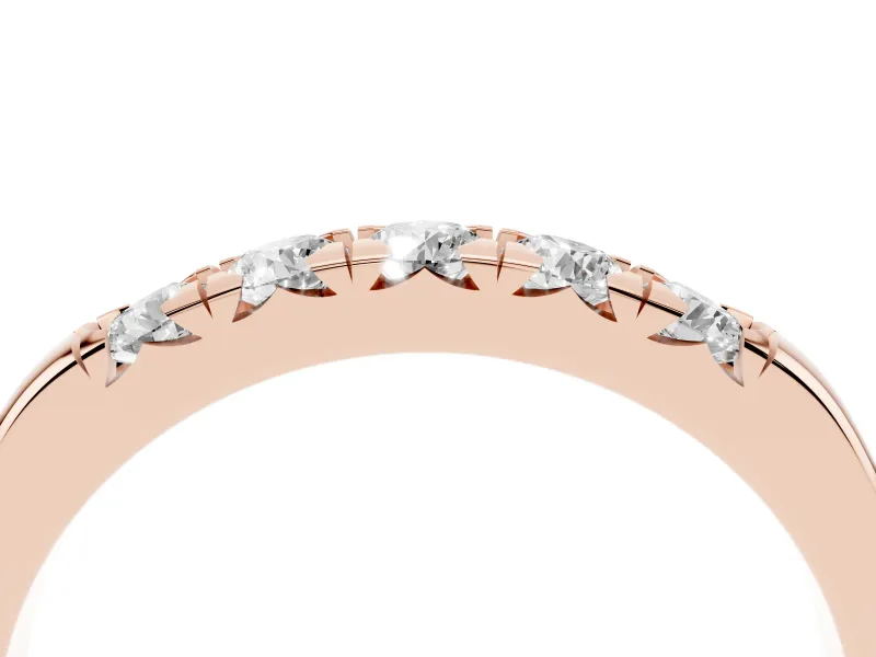 Round Diamond Half Eternity Band Set in Rose gold with Channel Setting