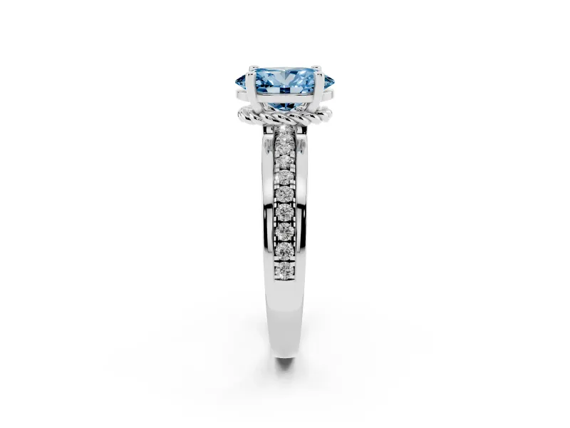 Oval Channel Engagement Ring Setting for a Fancy Blue Lab-Grown Diamond | White Gold
