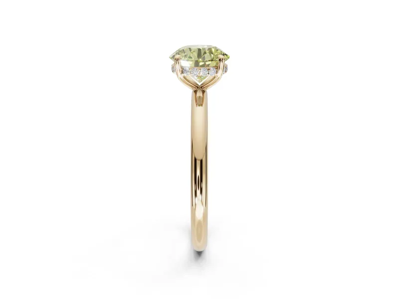 Round Hidden Halo Ring Setting for a Fancy Yellow Lab-Grown Diamond | Yellow Gold