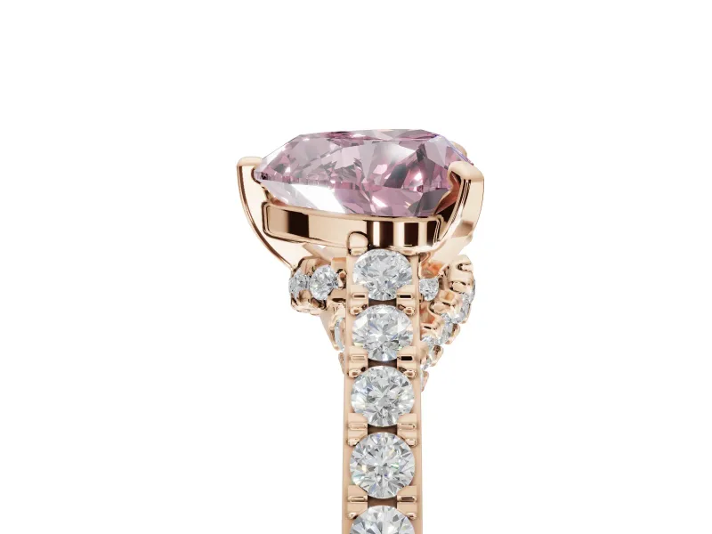 Heart-Shaped Pavé Solitaire Engagement Ring Setting for a Fancy Pink Lab-Grown Diamond | Crossover Gallery | Rose Gold