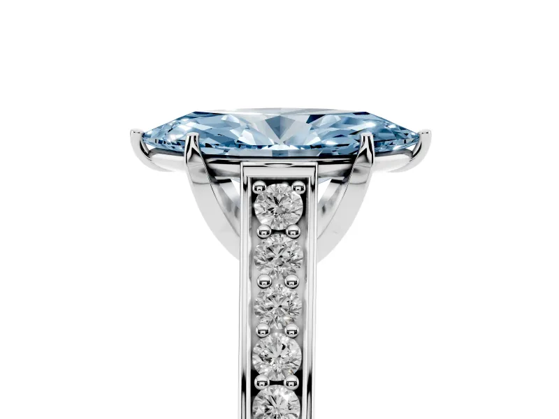 Marquise Graduated Pavé Engagement Ring Setting for a Fancy Blue Lab-Grown Diamond | Sterling Silver