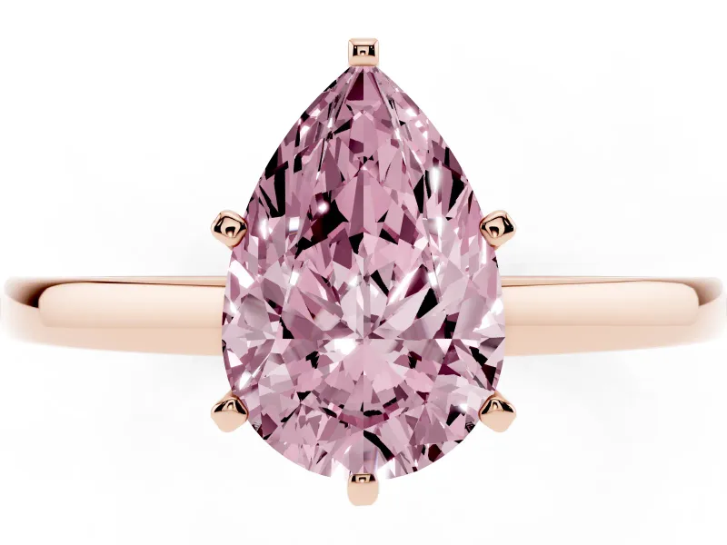 Pear-Shaped Plain Engagement Ring Setting for a Fancy Pink Lab-Grown Diamond | Rose Gold
