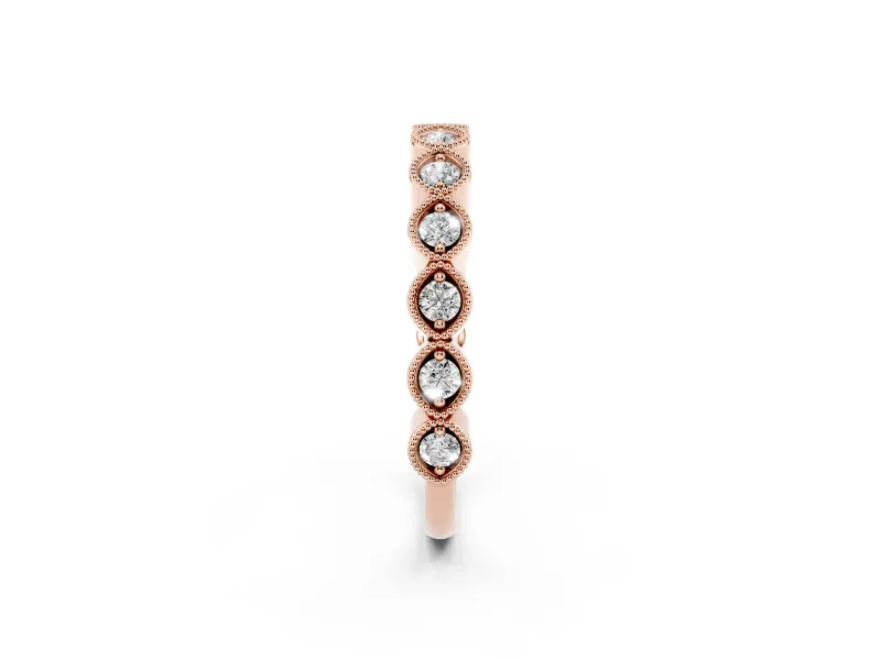Marquise Diamond Eternity Band Set in Rose gold with Milgrain Bezel Setting