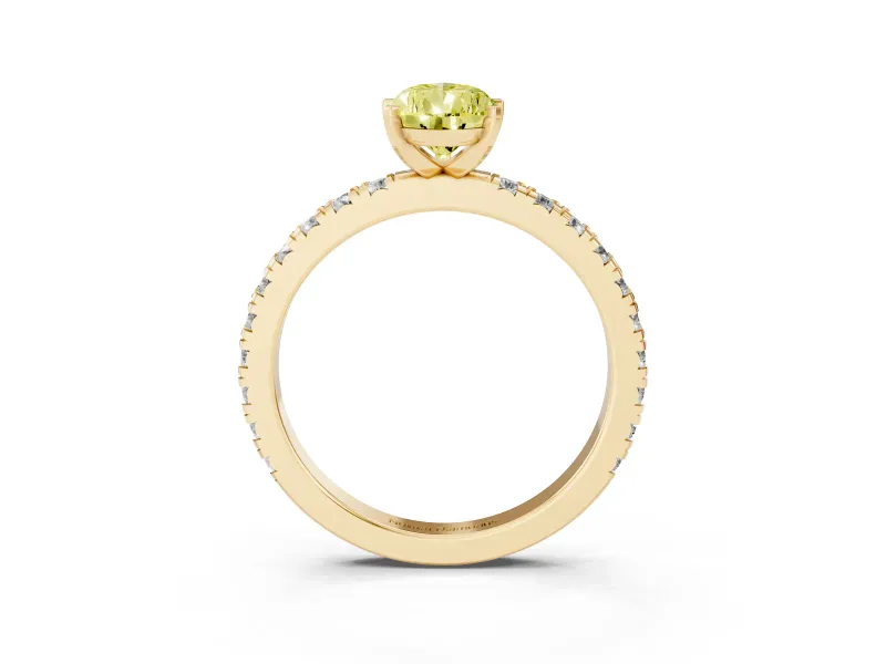 Pear-Shaped Pavé Engagement Ring Setting for a Fancy Yellow Lab-Grown Diamond | Yellow Gold