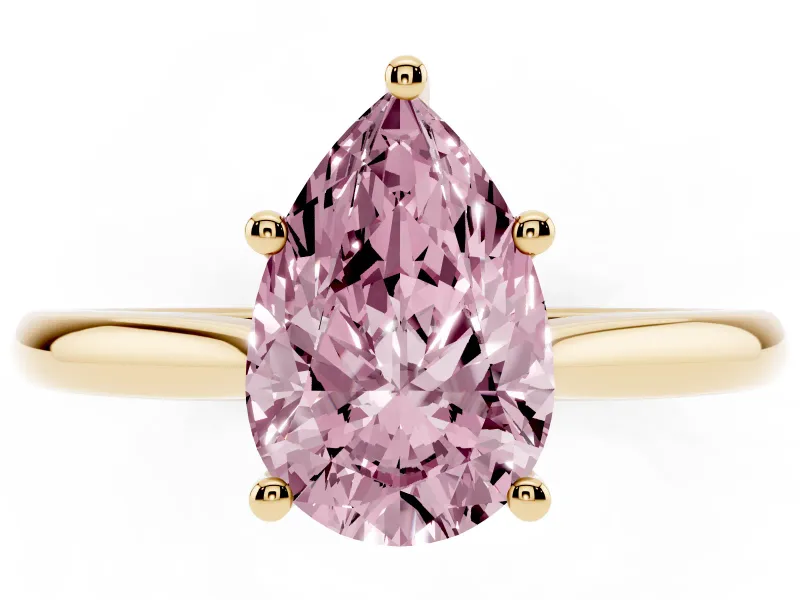 Pear-Shaped Cathedral Engagement Ring Setting for a Fancy Pink Lab-Grown Diamond | Yellow Gold