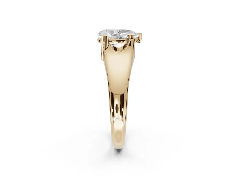 Pear-Shaped Double Claw Solitaire Engagement Ring Setting | Wide Plain Band | Yellow Gold