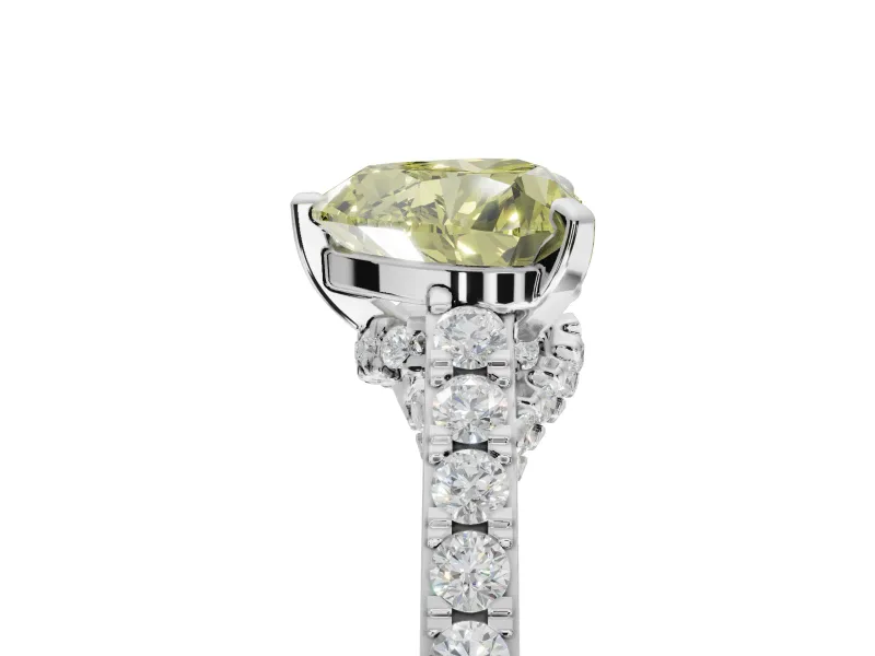 Heart-Shaped Pavé Solitaire Engagement Ring Setting for a Fancy Yellow Lab-Grown Diamond | Crossover Gallery | Platinum