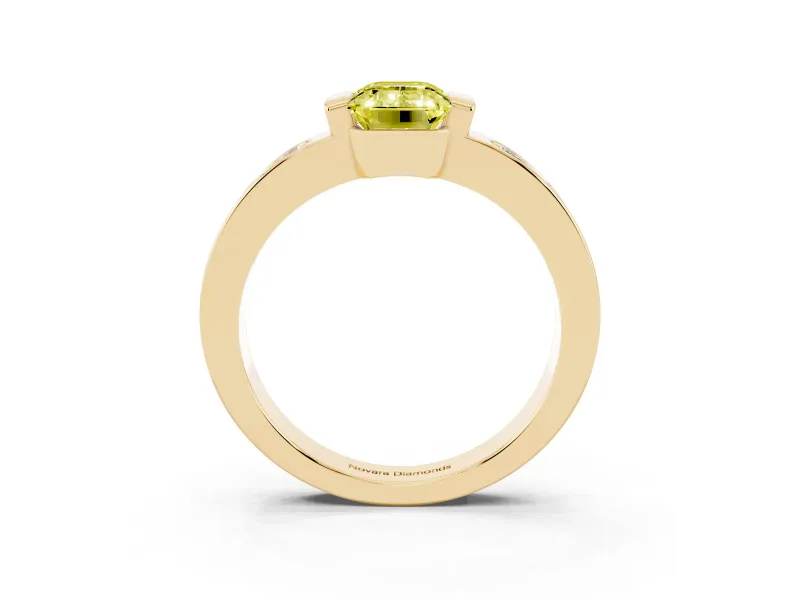 Emerald Cut Tension Style Engagement Ring Setting for a Fancy Yellow Lab-Grown Diamond | Yellow Gold