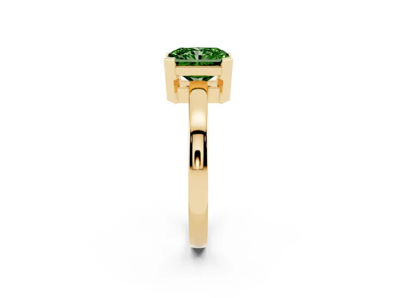 Radiant Cut Solitaire Engagement Ring Setting for a Fancy Green Lab-Grown Diamond | Flat Tab Prongs | Yellow Gold