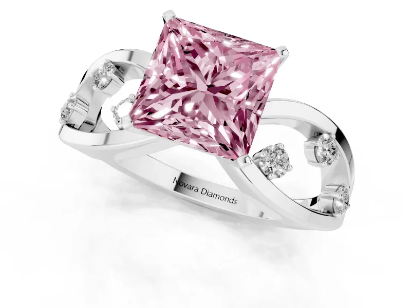 Princess Cut Loop Engagement Ring Setting for a Fancy Pink Lab-Grown Diamond | Platinum