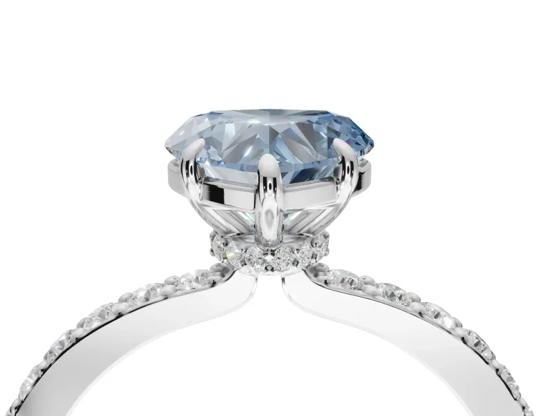 Heart-Shaped Pavé Engagement Ring Setting for a Fancy Blue Lab-Grown Diamond | Sterling Silver - Design NV-24928
