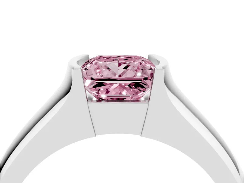 Princess Cut Half Bezel Solitaire Engagement Ring Setting for a Fancy Pink Lab-Grown Diamond | Wide Band | Platinum