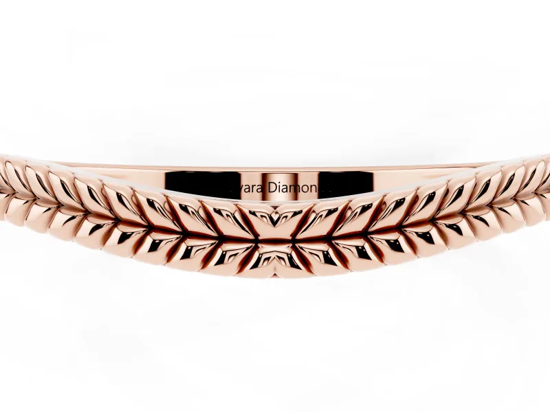 Milgrain Twist Contour Wedding Band Set in Rose gold