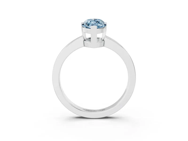 Fancy Blue Marquise Cut Diamond Solitaire Ring Set in Platinum with Prong Head and Smooth Polished Band