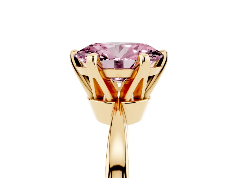 Oval Tapered Solitaire Engagement Ring Setting for a Fancy Pink Lab-Grown Diamond | Claw Prong Head | Yellow Gold
