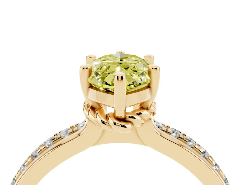 Marquise Channel Set Engagement Ring Setting for a Fancy Yellow Lab-Grown Diamond | Rope Collar | Yellow Gold