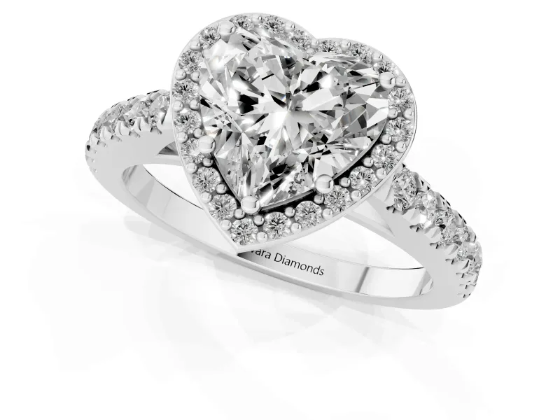 Heart-Shaped Halo Pavé Engagement Ring Setting | Single Row Shoulders | Platinum
