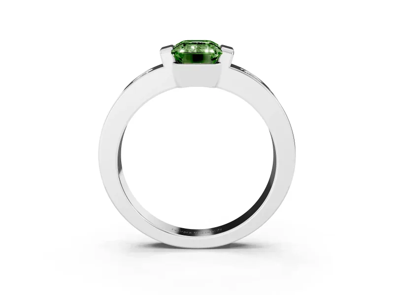 Emerald Cut Tension Style Engagement Ring Setting for a Fancy Green Lab-Grown Diamond | Sterling Silver