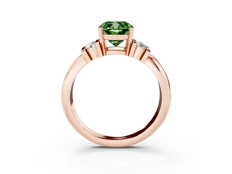 Cushion Cut Bar-Set Engagement Ring Setting for a Fancy Green Lab-Grown Diamond | Rose Gold