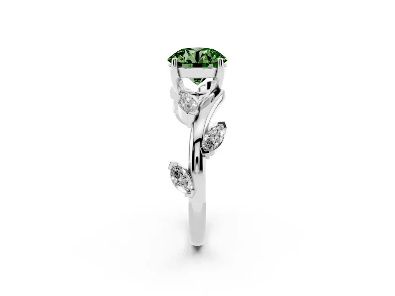 Round Twisted Vine Engagement Ring Setting for a Fancy Green Lab-Grown Diamond | Platinum
