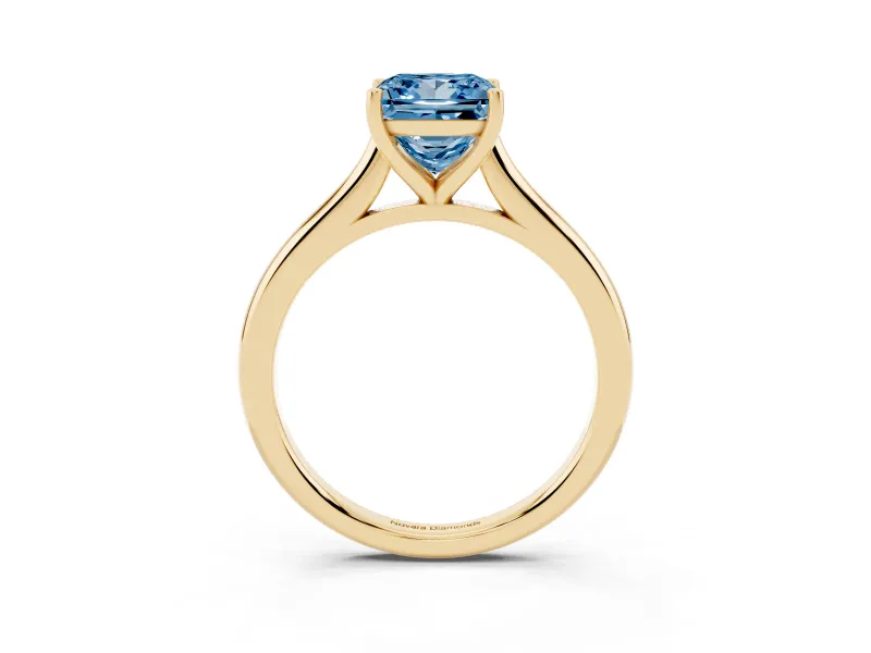 Princess Cut Cathedral Engagement Ring Setting for a Fancy Blue Lab-Grown Diamond | Yellow Gold