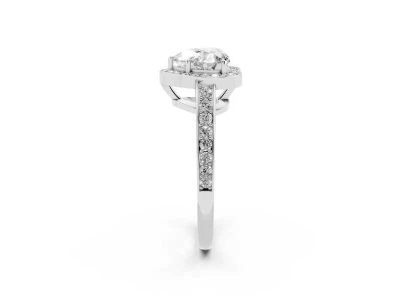 Heart-Shaped Framed Halo Engagement Ring Setting | Graduated Pavé Band | Platinum