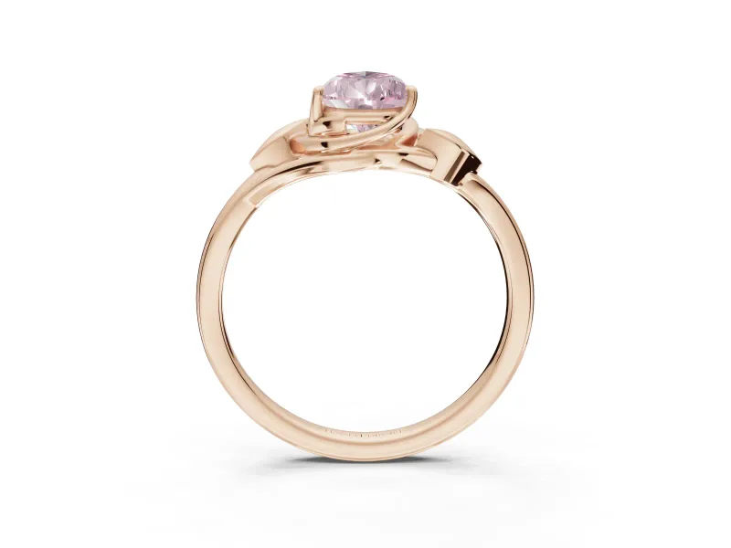 Pear-Shaped Bypass Solitaire Engagement Ring Setting for a Fancy Pink Lab-Grown Diamond | Rose Gold