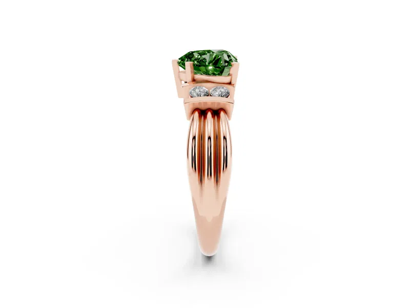 Heart-Shaped Bar-Set Engagement Ring Setting for a Fancy Green Lab-Grown Diamond | Rose Gold