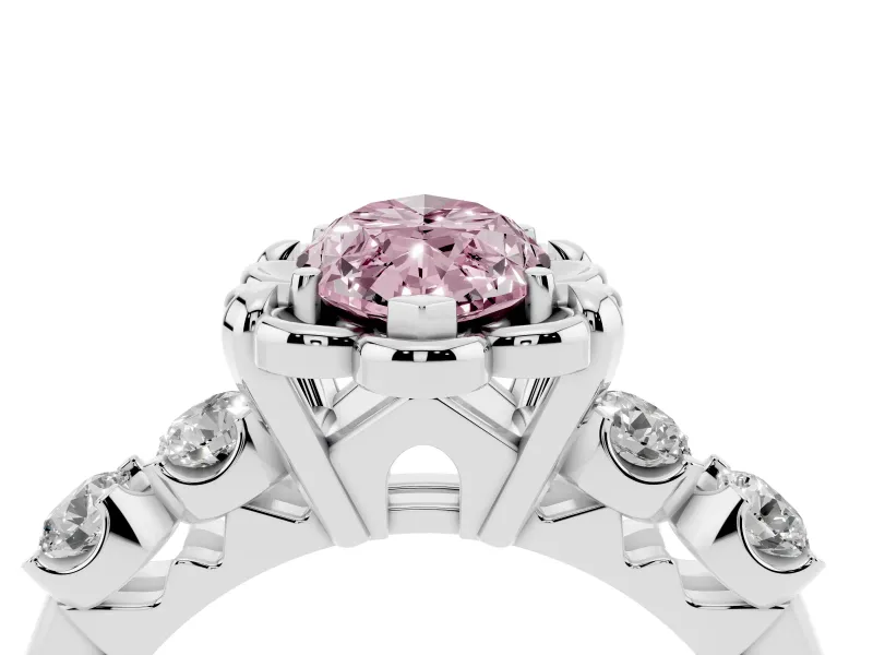 Marquise Floral Engagement Ring Setting for a Fancy Pink Lab-Grown Diamond | Petal Frame | Platinum