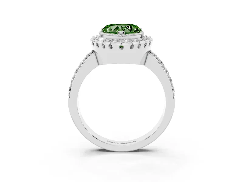 Heart-Shaped Halo Engagement Ring Setting for a Fancy Green Lab-Grown Diamond | Sterling Silver - Design NV-24788