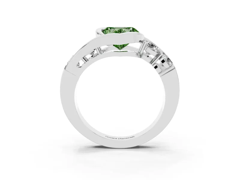 Heart-Shaped Engagement Ring Setting for a Fancy Green Lab-Grown Diamond | Bezel | Sterling Silver