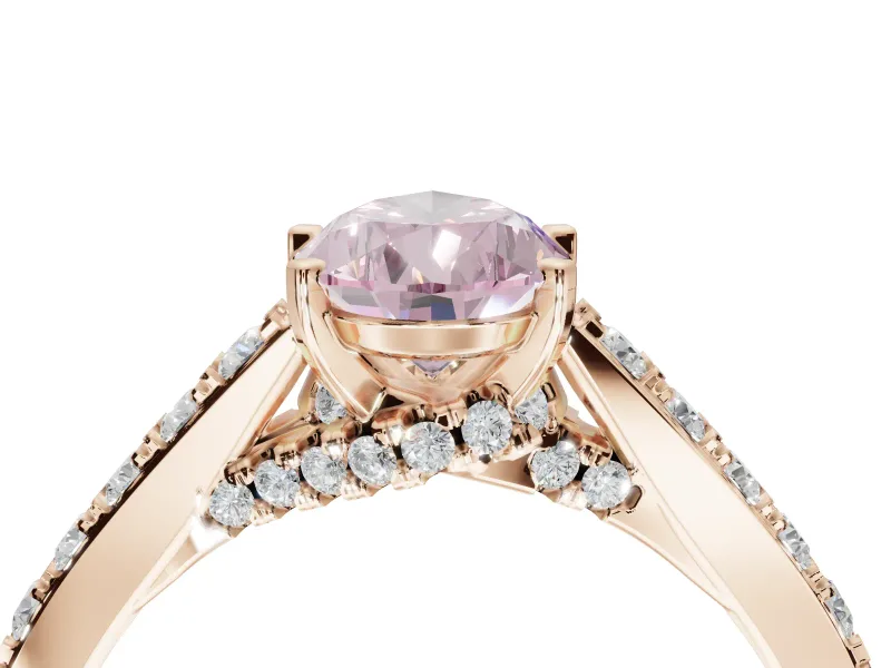 Pear-Shaped Pavé Solitaire Engagement Ring Setting for a Fancy Pink Lab-Grown Diamond | Crossover Gallery | Rose Gold