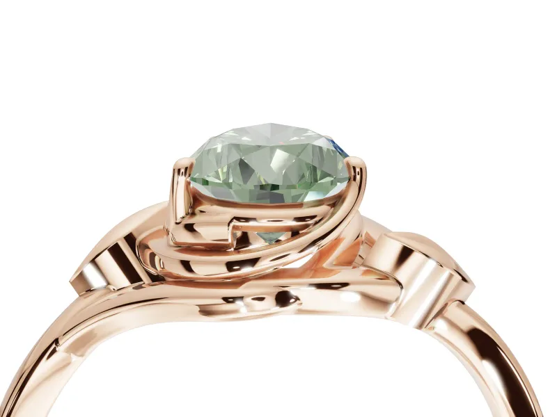 Pear-Shaped Bypass Solitaire Engagement Ring Setting for a Fancy Green Lab-Grown Diamond | Rose Gold