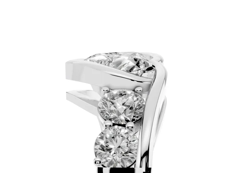 Heart-Shaped Bezel Bypass Engagement Ring Setting | Round Side Stones | White Gold