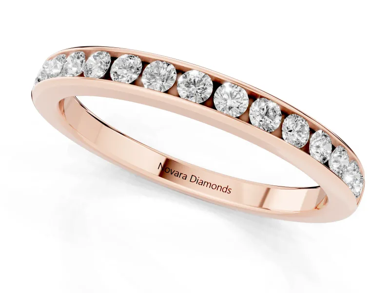Round Diamond Wedding Eternity Band Set in Rose gold with Channel Setting