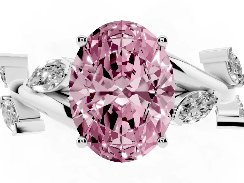 Oval Twisted Vine Engagement Ring Setting for a Fancy Pink Lab-Grown Diamond | White Gold