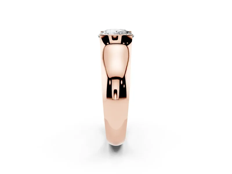 Round Half Bezel Solitaire Engagement Ring Setting | Wide Band | Rose Gold