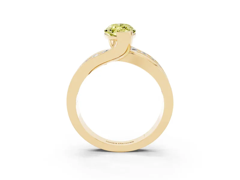 Marquise Graduated Bypass Engagement Ring Setting for a Fancy Yellow Lab-Grown Diamond | Yellow Gold