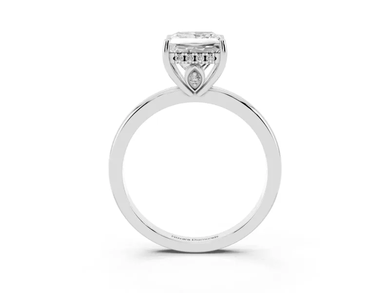 Princess Cut Diamond Solitaire Ring Set in White gold with Plain Band and Prong Setting
