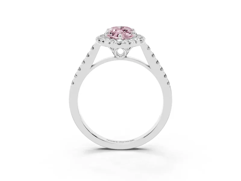 Marquise Raised Halo Engagement Ring Setting for a Fancy Pink Lab-Grown Diamond | Platinum