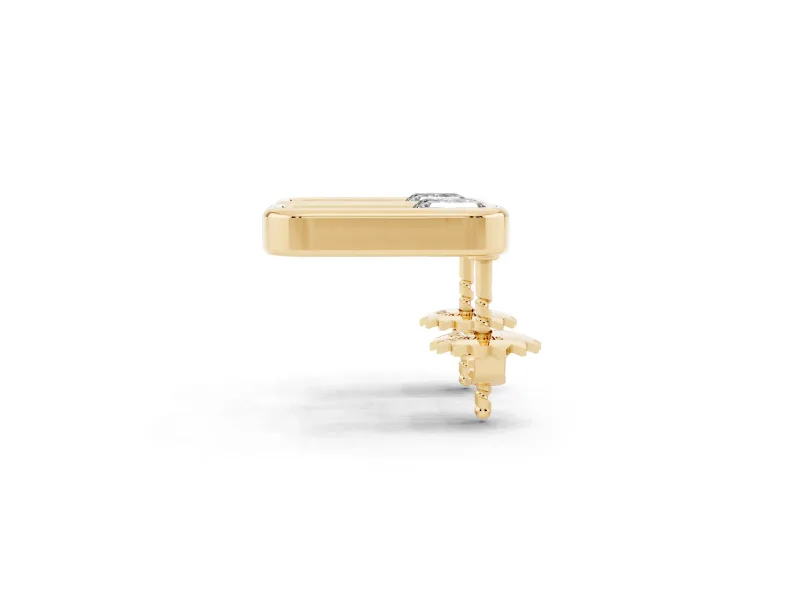 Emerald Cut Lab-Grown Diamond East-West Open Frame Stud Earrings | Polished Frame | Yellow Gold