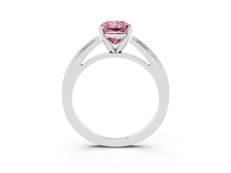 Radiant Cut Solitaire Engagement Ring Setting for a Fancy Pink Lab-Grown Diamond | Stepped Flat Band | Platinum