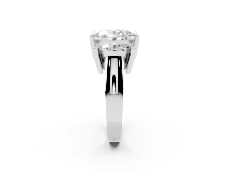 Oval Channel-Set Three Stone Engagement Ring Setting | Wide Flat Band | Platinum