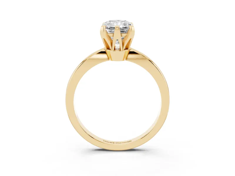 Radiant Cut Tapered Solitaire Engagement Ring Setting | Claw Prong Head | Yellow Gold