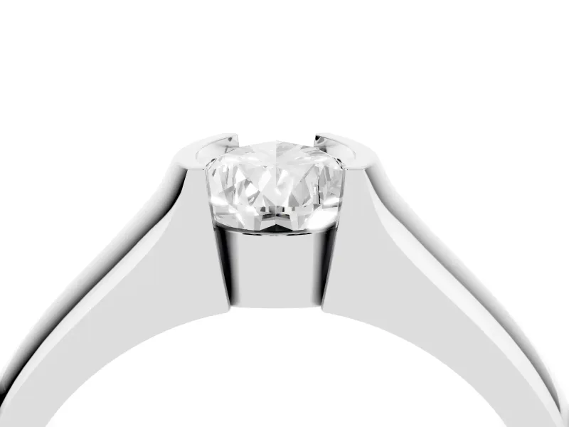 Pear-Shaped Half Bezel Solitaire Engagement Ring Setting | Wide Band | White Gold