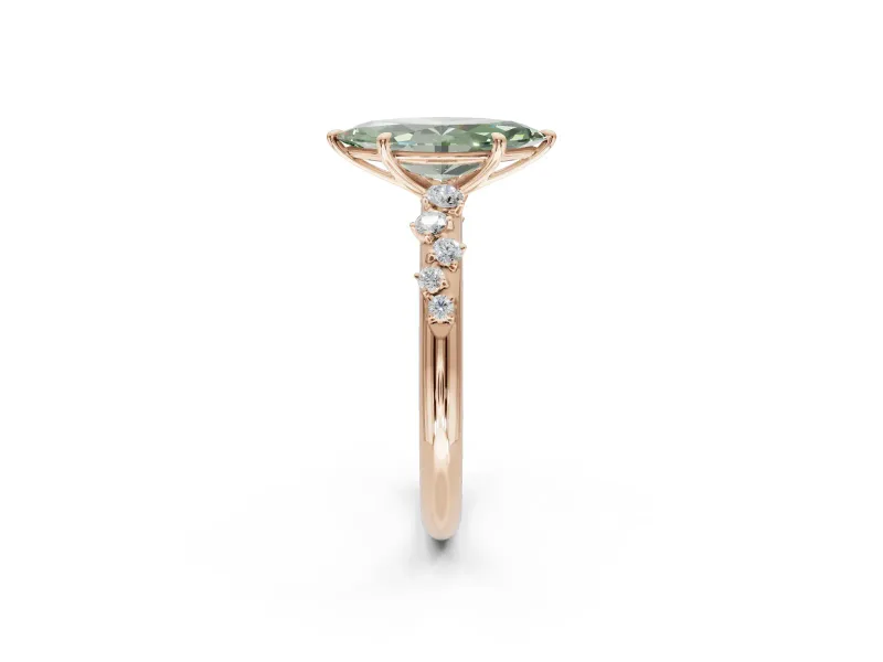 Marquise Graduated Solitaire Engagement Ring Setting for a Fancy Green Lab-Grown Diamond | Rose Gold