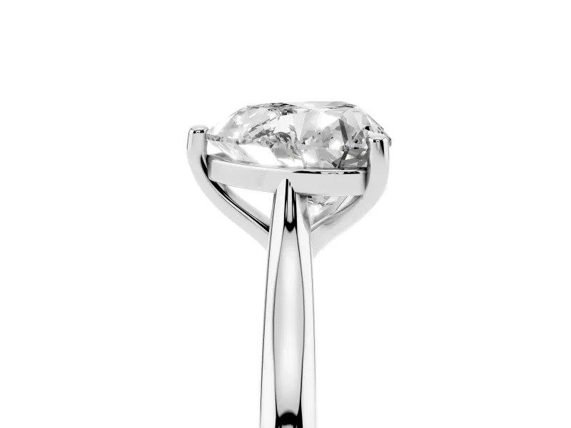 Heart Cut Diamond Solitaire Ring Set in Silver with Cathedral Band and Prong Setting